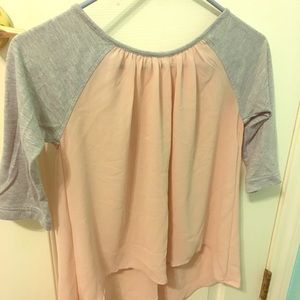 copper key pink and grey blouse